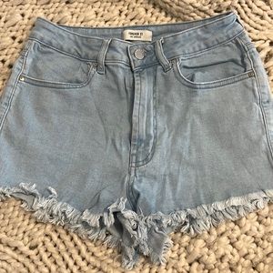 Light wash denim shorts